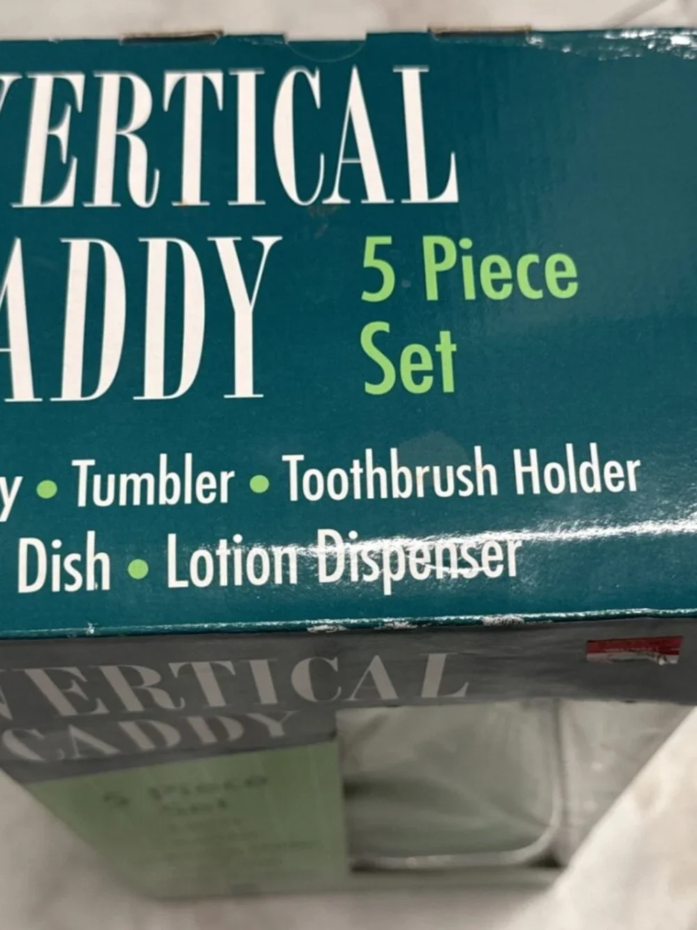 Vintage 90s 5 Piece Bathroom Vertical Caddy Set Green Plastic Chrome Stand NEW